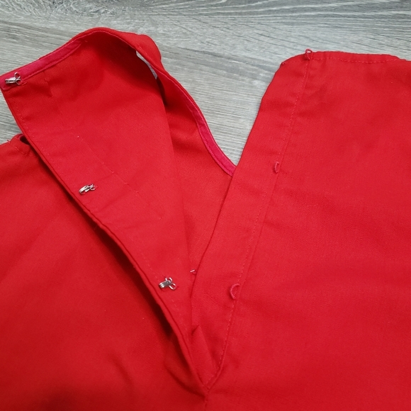 VINTAGE RAGGEDY ANN Applique Jumper Dress Red retro1960s Yarn Hair - Picture 9 of 10